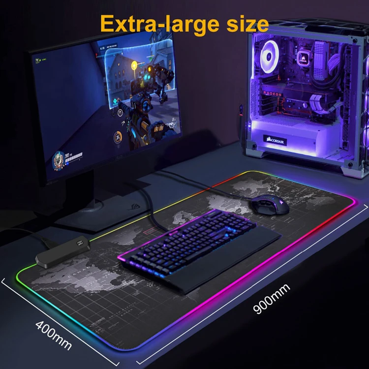 Gamer Desk pad Natural Rubber LED XXL Desk Mat star Gaming Mouse Pad RGB