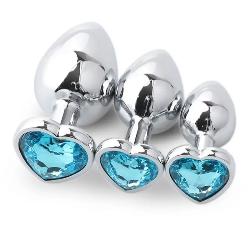 Butt Plug for Anal Plug Adult Sex Toy Heart Shape Diamond Base Metal Anal Plug Sex Toy for Women