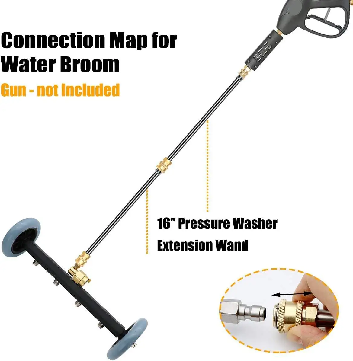 High Pressure Car Washer Commercial Detailing Underbody Lance Water Broom With Wheel