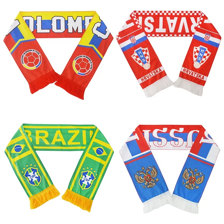 Hot Sale Double Sided Knitting Colorfast Football Scarf Custom