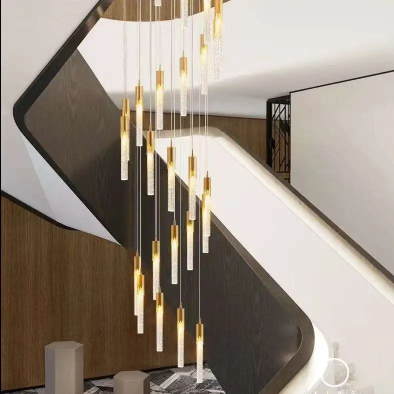 Staircase Pendant Personality  Led Light number of lights 16 chandelier decorative light For Living Room Art Crystal Chandelier