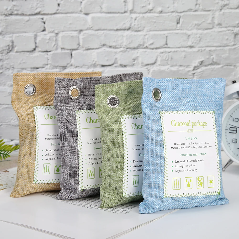 2024 disposable moisture absorber charcoal filter bag activated wardrobe hanging closet bag homeuse