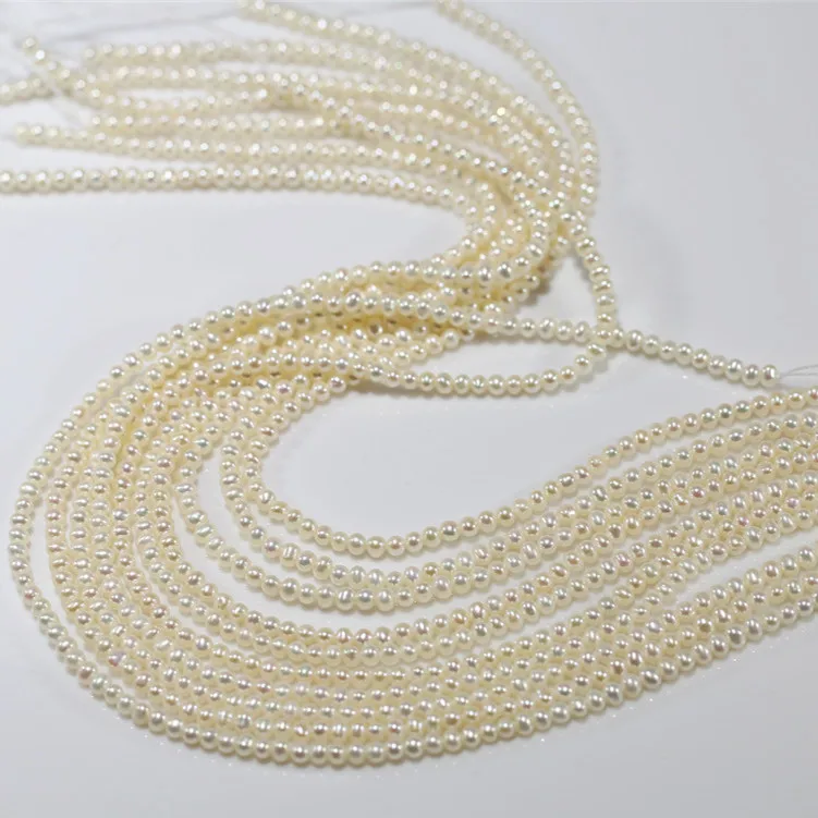 
3-3.5mm AA near round small tiny size real river sweet water freshwater natural fresh water pearl bead strand strings 
