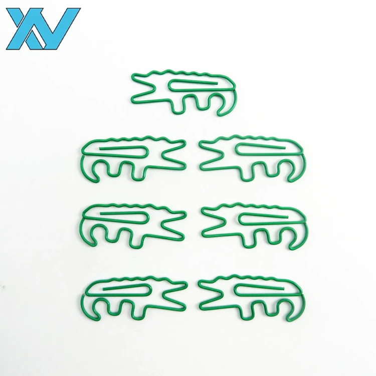 top selling animals gator design big size green crocodile shape paperclip alligator metal paper clips