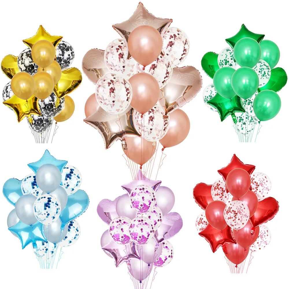 Balloons suppliers 14pcs wedding birthday balloons party decoration confetti foil balloon