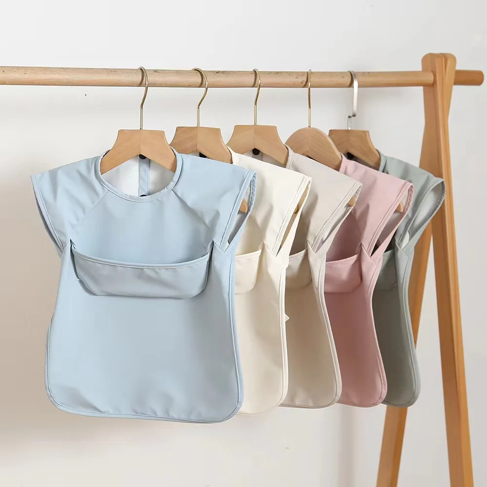 PU Smock Waterproof Dirtproof Baby Eating Bib Sleeveless Baby Apron Bib