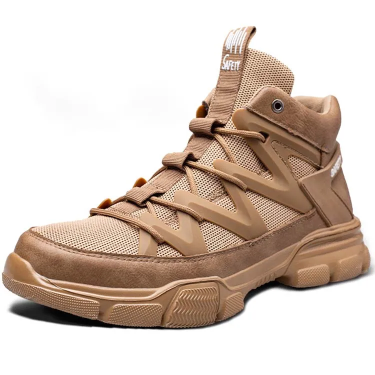 Alibaba Real Factory Custom Rebel Safety Shoes Hiking Crazy Horse Leather Safety Boots Working Boots Rubber Safety Shoes