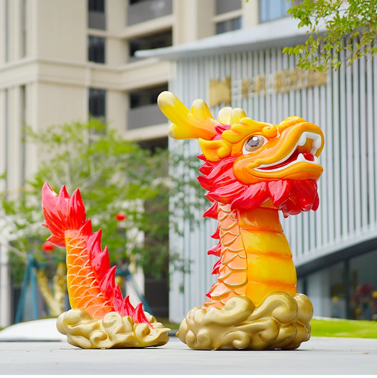 chinese life size fiberglass resin dragon statue sculpture for ceremony decoration