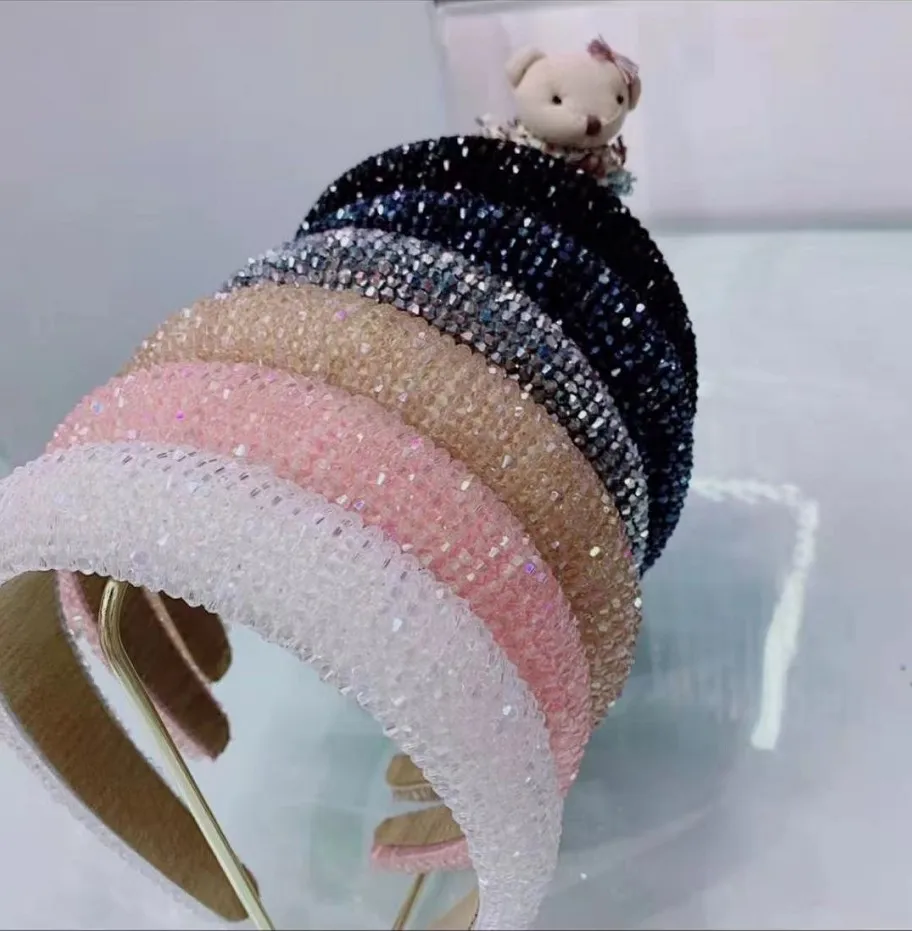  Роскошные аксессуары для волос BlingBlin широкие блестящие бриллиантовые повязки Сияющие на голову с кристаллами женщин 18 цветов по