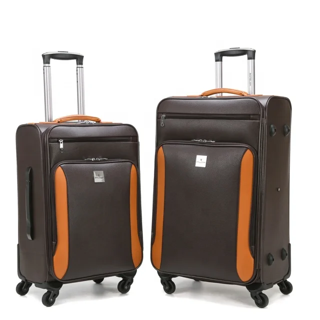 rolling spinner pu leather trolley case 4 wheels leather 5pcs  pu luggage