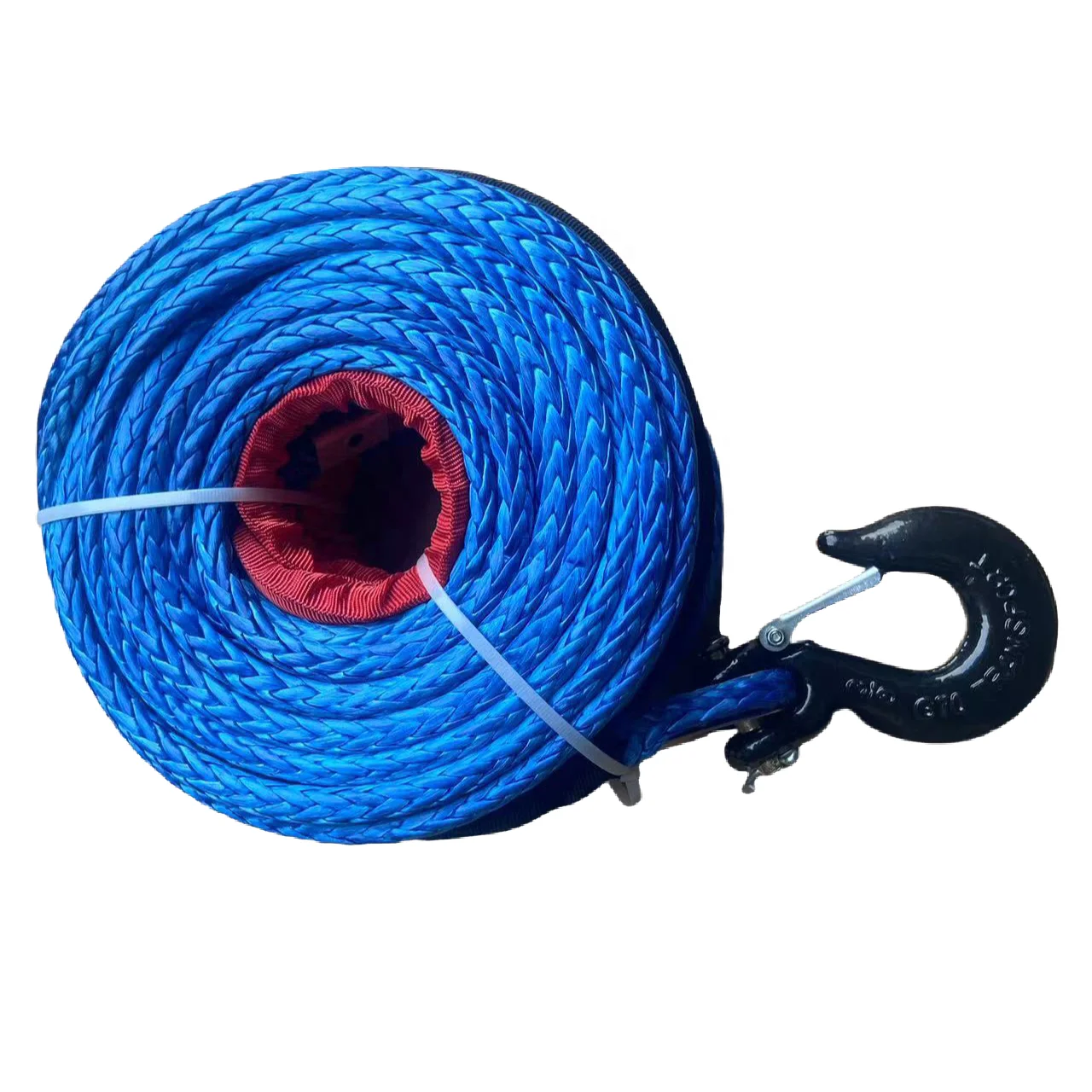 Double Braided High Strength Wear Resistance UHMWPE 10mmX30m Winch Towing Rope with Hook, Thimble and Protective Sleeve