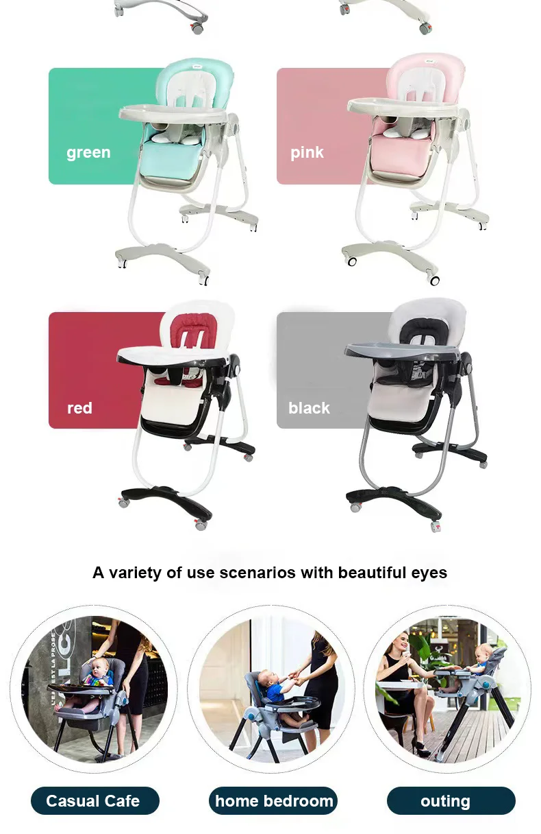 Loopingfun Hot Sale Transitional Pedestal Hook On Stool Baby Highchair Foldable Dining High Chair Food Catcher