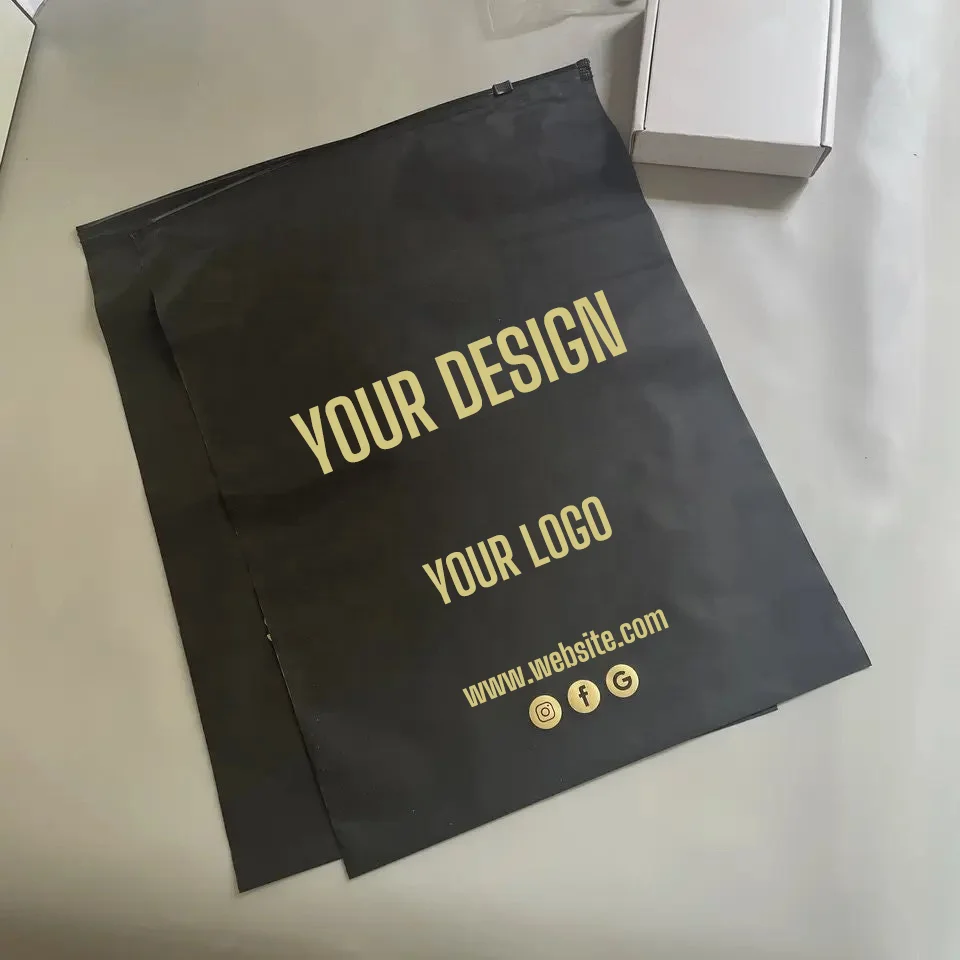 Custom Logo Zip Lock Biodegradable Plastic Bag Ldpe Ziplock Tshirt Frosted Zipper Bags Polos Ukuran 30* 40 For Clothes Packaging