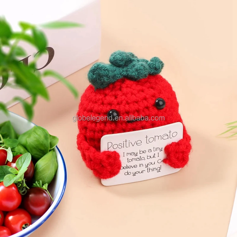 2024 Hot Selling Popular Handmade Emotional Support Pickled Positive Crochet Frog Stuffed Plush Doll Small Cucumber Crochet Toys