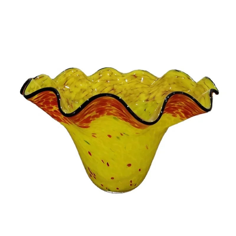 Factory Handmade Murano Glass Flower Vase Blue Colors Luxury Large Glass Bowls for Home Decor