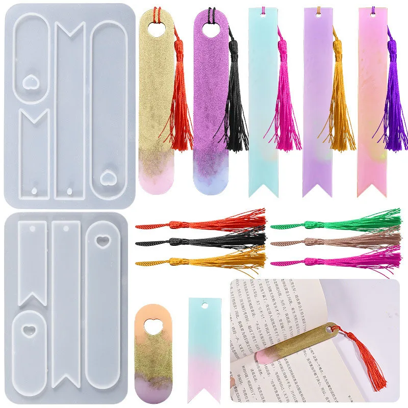 DIY Crystal Glue Resin Mirror Oval Triangle Tail Bookmark Hanging Pendant Silicone Mold Wholesale