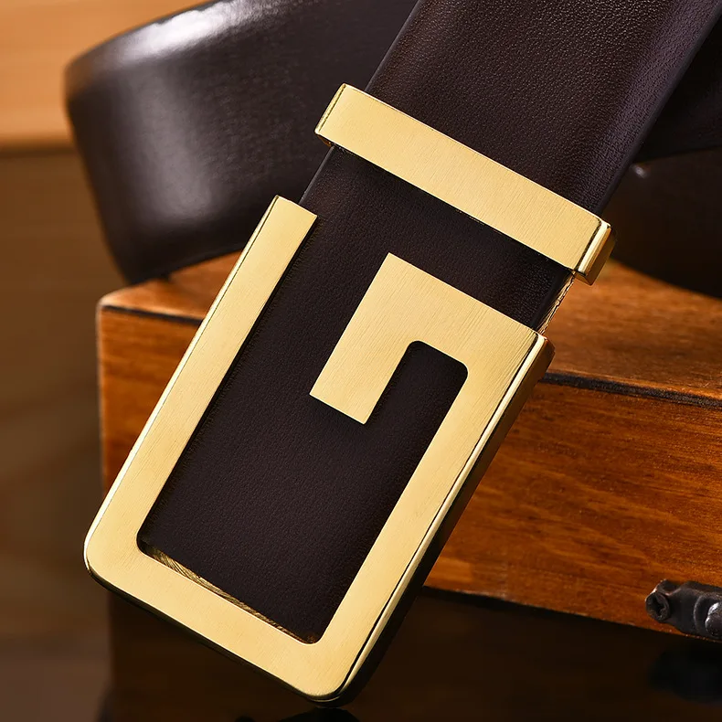 Western belt 3.5cm width high quality G letter screw removable beaded western buckle Italian 100% genuine leather belt