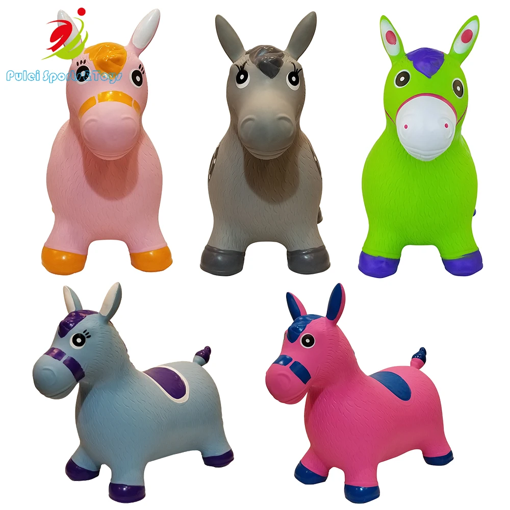 PULEI inflatable pvc toy jumping animals ride on toy animals animal bounce hoppers