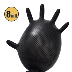 hand medical glove disposable 8 mil nitrile black boxing diamond texture nitrile gloves disposable latex free box of 100