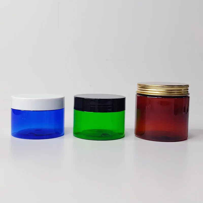 30ml 50ml 100ml 120ml 200ml 250ml 500ml cosmetic packaging food grade container amber plastic PET jar with gold aluminum cap