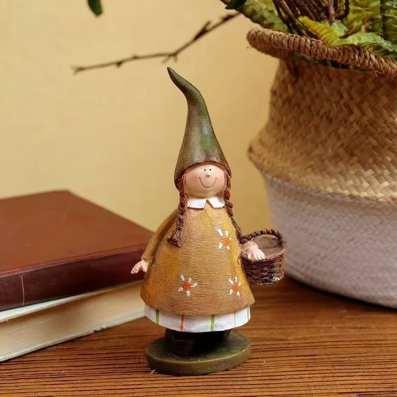 Resin Handicrafts Home Decor Resin Statue Basket Flower Girl Statue Forest Girl Resin Home Decoration Ornament Statue Gift
