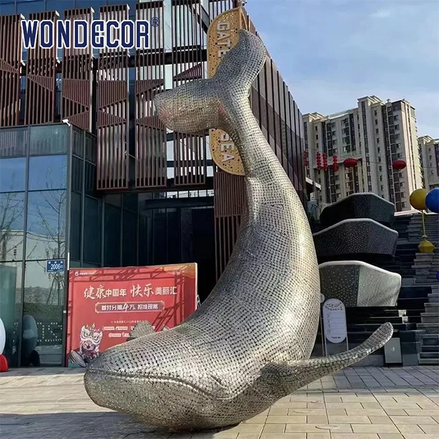 Wondecor Hot sale Large outdoor decoration hand made high quality sculpture brass whale