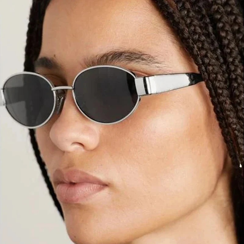 Oval Punk Sunglasses Women 2024 New Luxury Brand Metal Frame Sun Glasses For Men Classic Vintage Steampunk Eyewear Shades UV400
