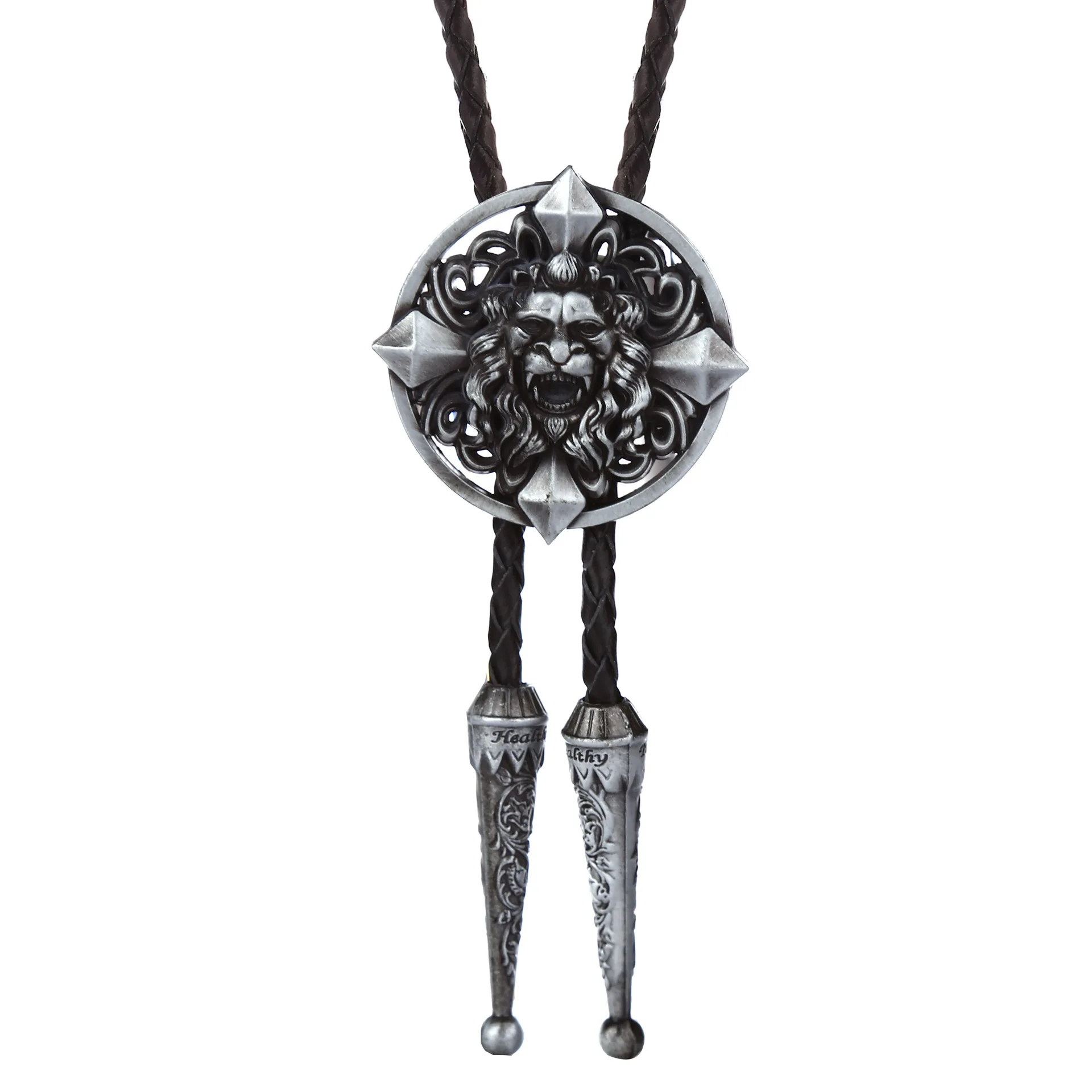 European and American original handiwork lion zinc alloy leather Bolo Tie bow tie sweater chain