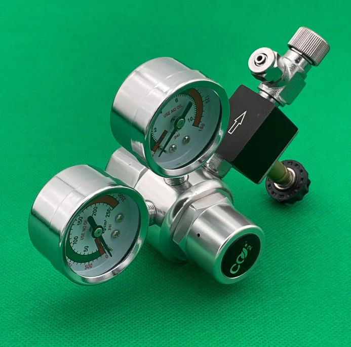 Customized Dual Gauge Aquarium Co2 Regulator With Check Valve Bubble Counter Magnetic Solenoid Valve