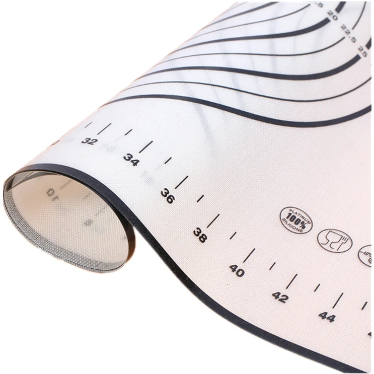 Hot selling Silicone Baking Pastry BBQ Non Stick Mat With Measurement For Dough Rolling Mat for kitchen