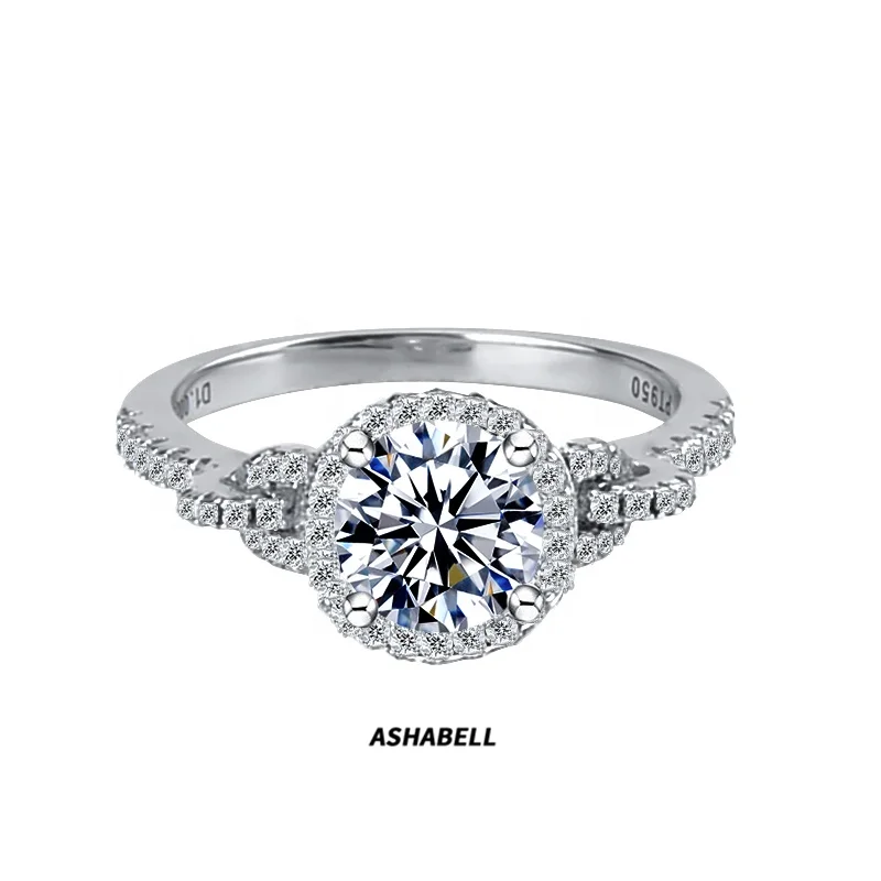 Wholesale Luxury Group Diamond S925 Silver 2ct Moissanite Diamond Wedding Ring Engagement Anniversary Birthday Gift