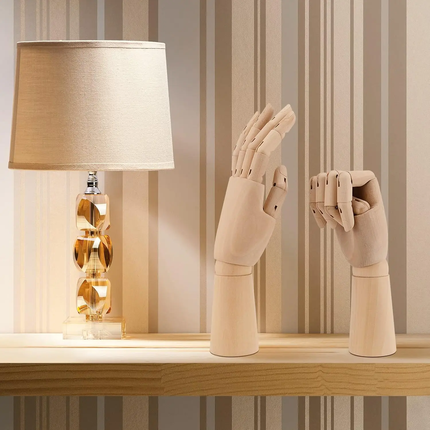 Flexible Wooden Hand Model 12 Inches Men Right Hand Model for Sketching Drawing Painting Home Office Desk Decoration