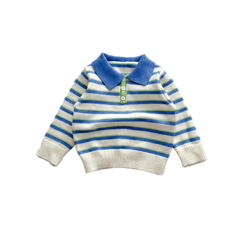 Factory Directly Fashion Baby Boy Clothes Two Piece Knitted Striped Kids Sweater Casual Comfortable Warm Baby Sweater