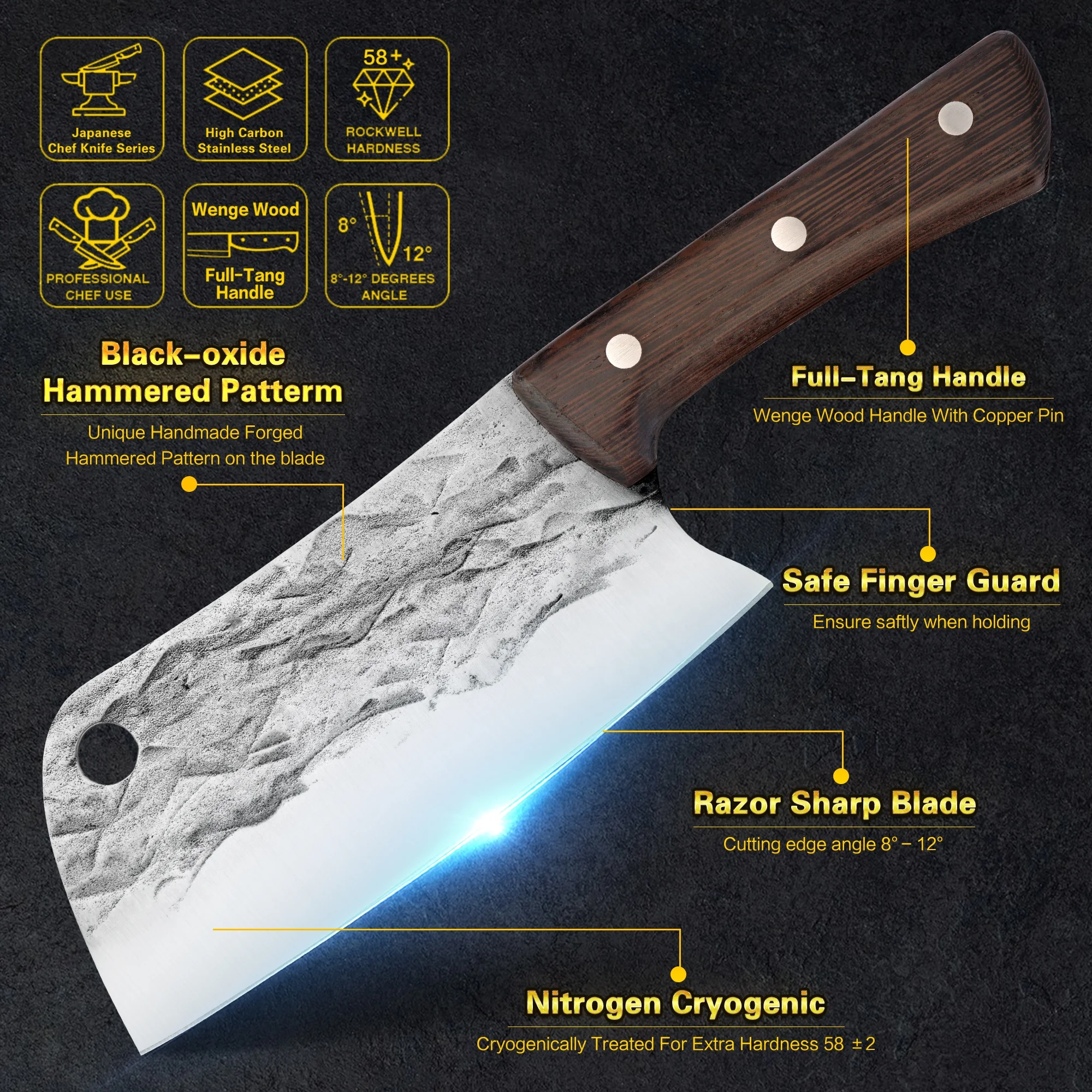 Wenge Wood Handle Full-Tang Super Heavy Duty 6 Inch Mini Cleaver Kitchen Boning Knife Chinese Knives With Gift Box