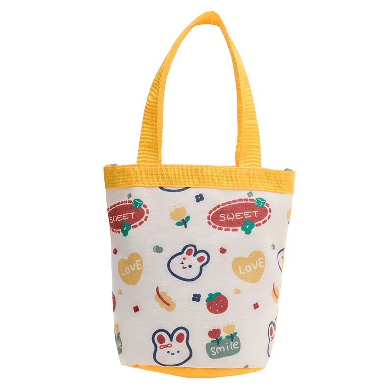 Wholesale small carrying canvas tote bag handbag office worker lunch box bag cartoon cute bucket small bento bag