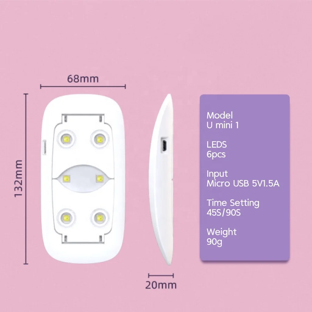 QUANYAN UV Nail Lamp and 6W Mini USB Portable LED Light for Gel Nail Polish