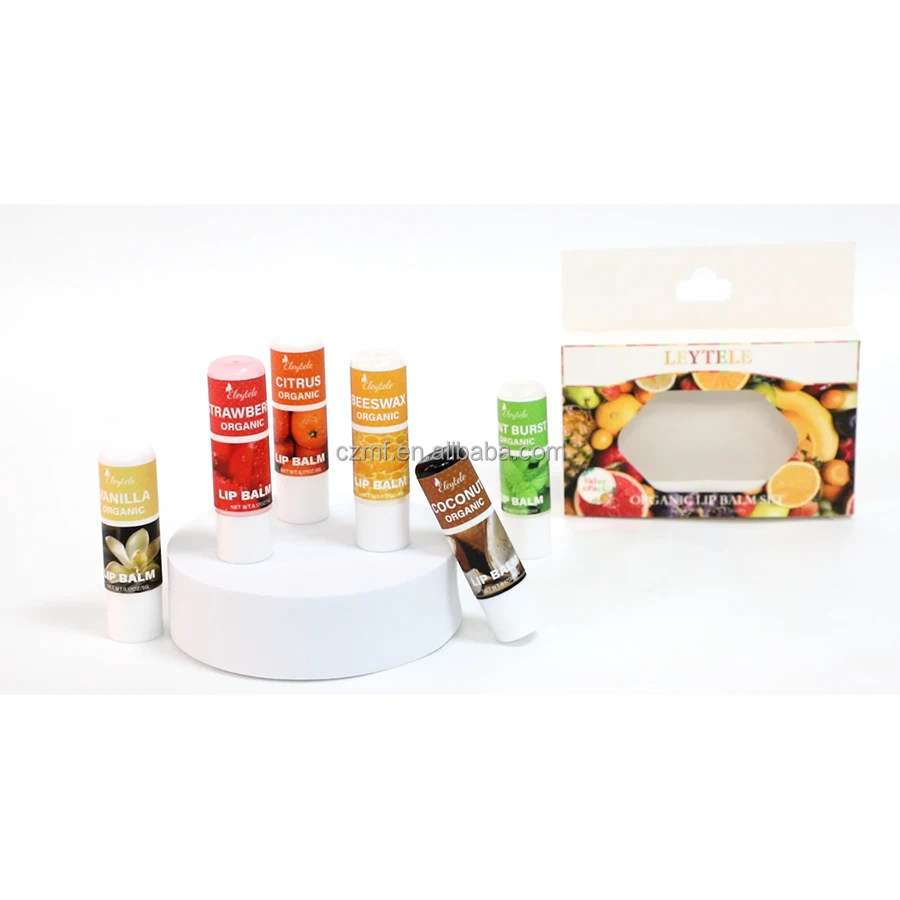 Private Label Natural Long-lasting Moisturizing Chapstick Lip Gloss 6 Fruit Flavor Blueberry Organic Lipstick Embellish Lip Balm