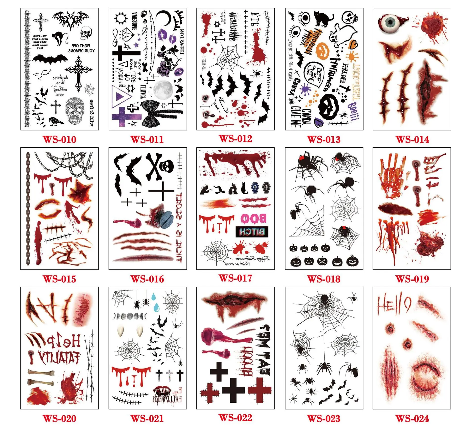 3D Halloween Party Fake Blood Tattoo Stickers Waterproof For Adults Face Temporary Tattoos
