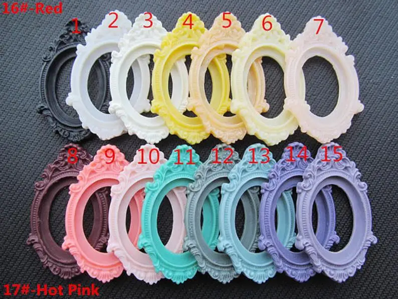 Oval Flatback Resin Hollow Frame Charm Finding  Filigree Flower Border Base Setting Tray  for 30mmx40mm Cabochon/Picture