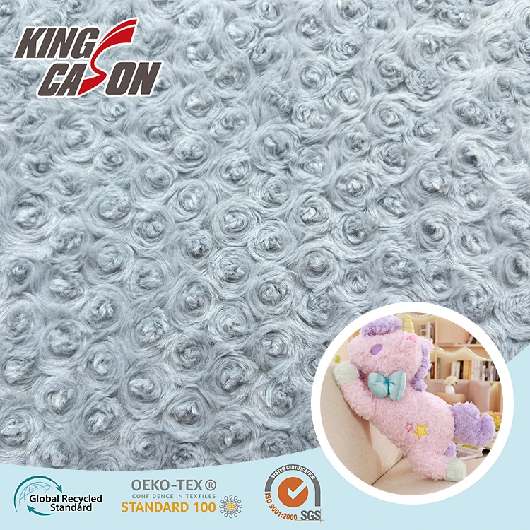 Kingcason Wholesale 100% Polyester Customization Flower Brush Rabbit Faux Fur Fabric for Home Textiles Pillow Bed sheets Cushion