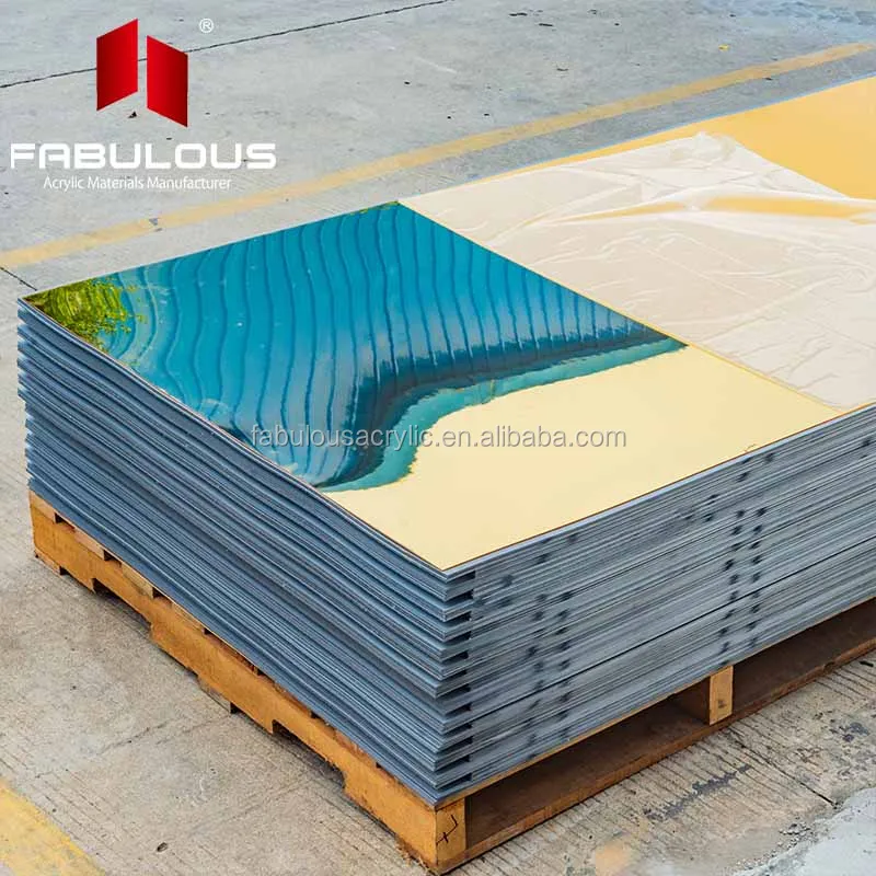 Laser Cut Engraved 4x8ft Mirror Sheet Acrylic 4-8mm Recycled Gold Color Acrylic Mirror Sheets