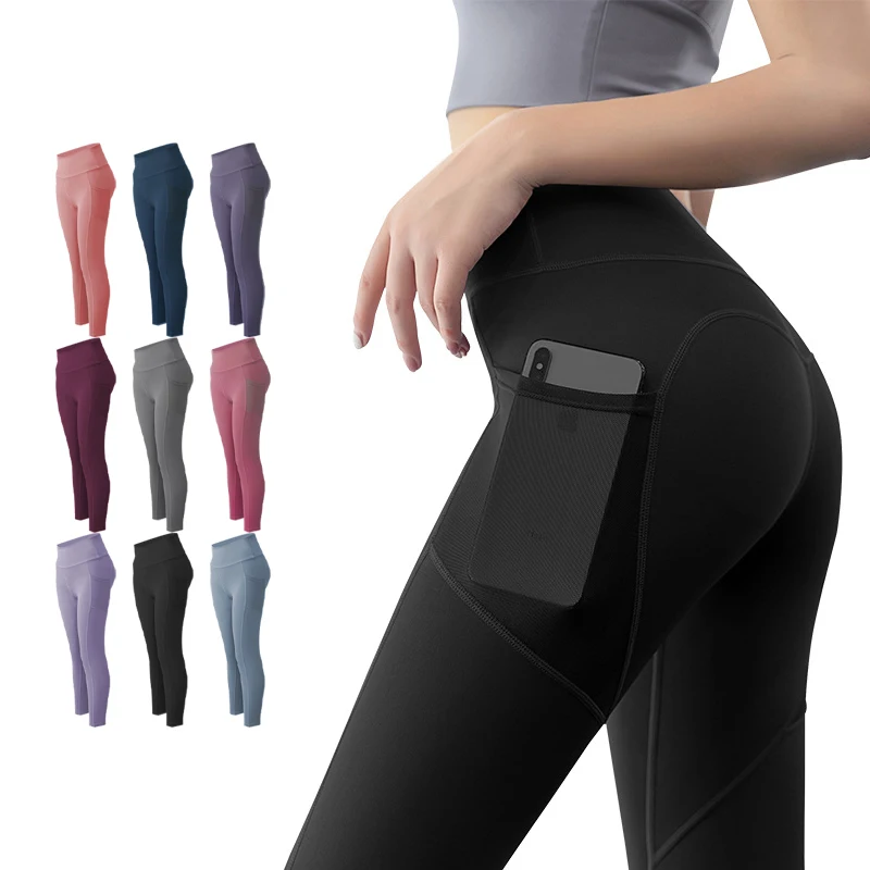 
Plus size sexy peach hip workout leggings high waisted woman gym yoga pants with pockets 