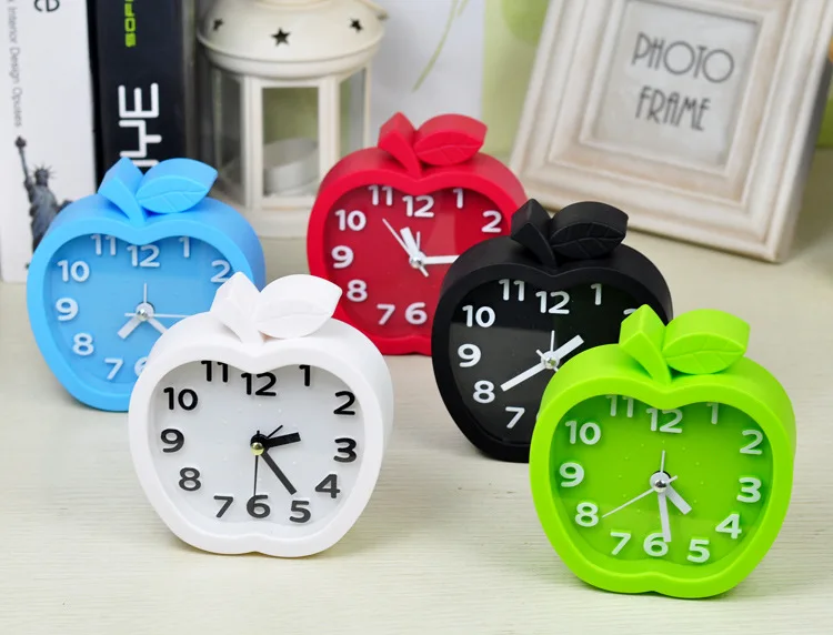  New Cute Apple Candy Color Creative Alarm Clock For Kids Students Gift Birthday Home Decoration