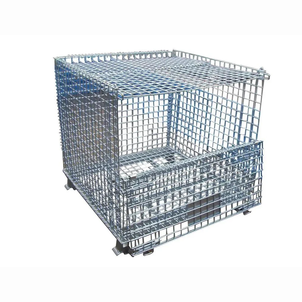 Peterack Foldable Mesh Storage Cage Corrosion Protection Industrial Metal Box Gitterbox Powder Coated Wire Mesh Container