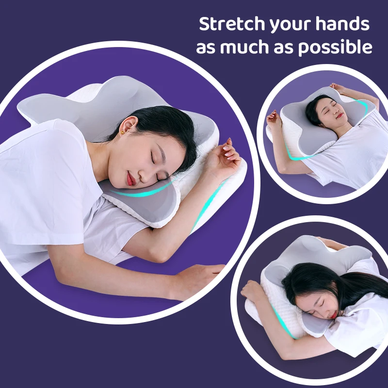 New Style Ergonomic Pain Relief Butterfly Shape Memory Foam Neck Support  Bed Odorless Ergonomic Contour Memory Foam Pillow