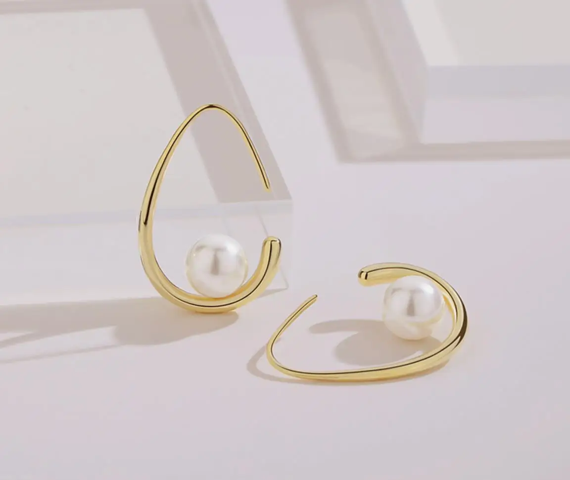 Lead free nickle free hypoallergenic fashion earrings 18k gold plated gold filled jewelry women pearl earrings