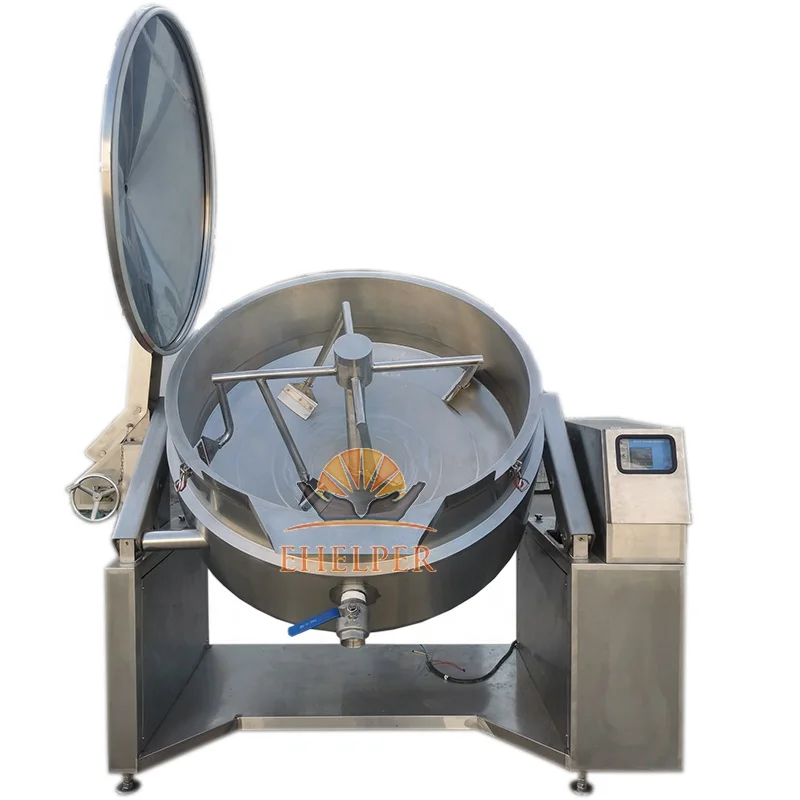 Tilting Jacketed Kettle with Mixer for Industrial Jam and Sauce Cooking-ELEC or Gas-100-600L