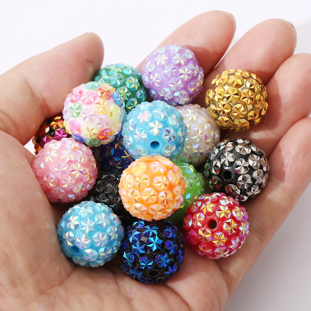 20mm Ice Flower Sparkling Rhinestone Bubblegum Beads Acrylic Disco Ball Bead for DIY Jewelry Bracelets Necklaces & Crafts