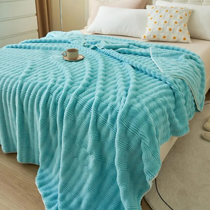 Panic Buying Plain Adult Muslin Blanket Personalized Soft Baby Blanket Cyan Fashion Gift Blanket