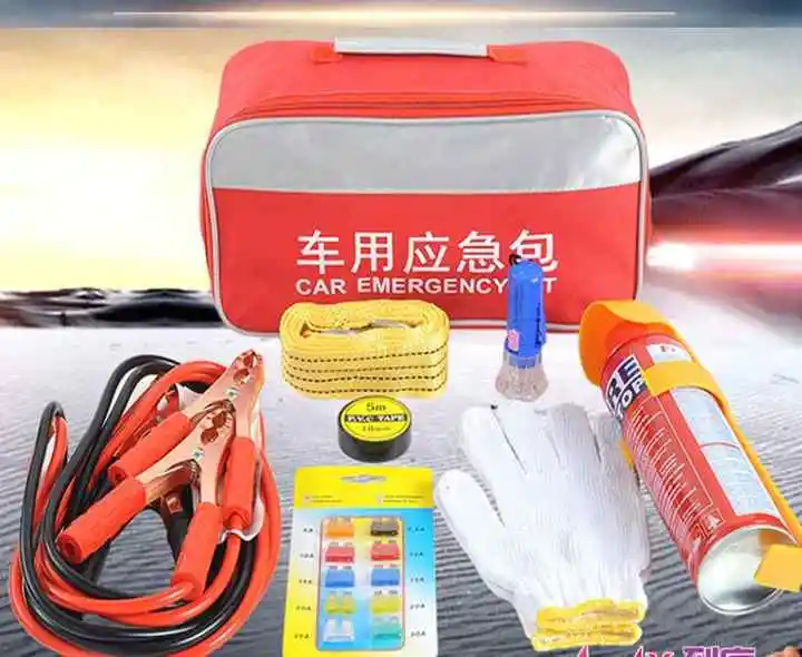 Car vehicle emergency rescue bag jumper cables onboard mini first aid kit auto emergency road kit